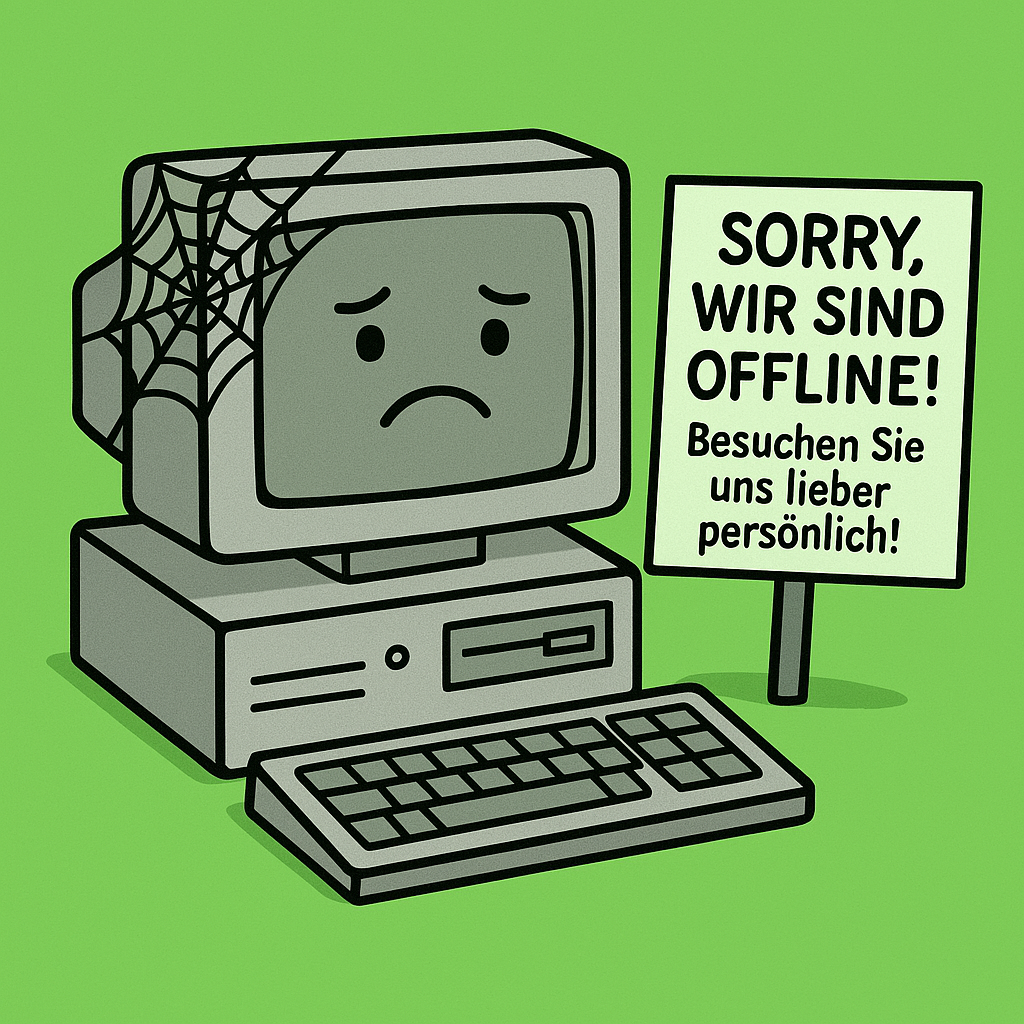 Cartoon: Hinweis auf Offline-Store von in-bag Wien